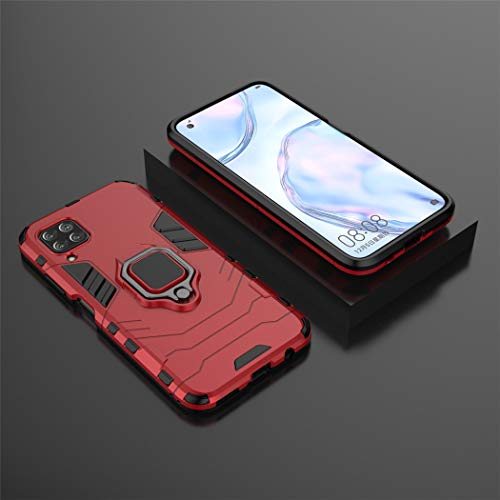 MaiJin Compatible with Huawei P40 Lite, Nova 7i, Nova 6 SE Case, Metal Ring Grip Kickstand Hard Bumper (Works with Magnetic Car Mount) Dual Layer Rugged Cover (Red)