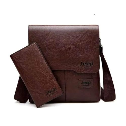 NALACAL JEEP Bag with Wallet for iPad and Personal Supplies - Dark Brown