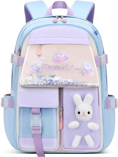 TNTAIAHL Kawaii Bunny Sequin Kids Girls Backpack Elementary Students Book Bag Primary School Bag for Teens
