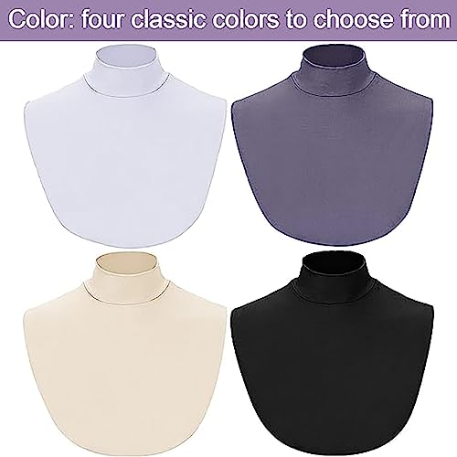 ALMEKAQUZ Fake Collar Detachable Turtleneck,Cotton Women's Mock,Turtleneck Winter Dickey Collar Wrap,for Women Girls White,Black,Cyan,Beige 4Pcs, One Size