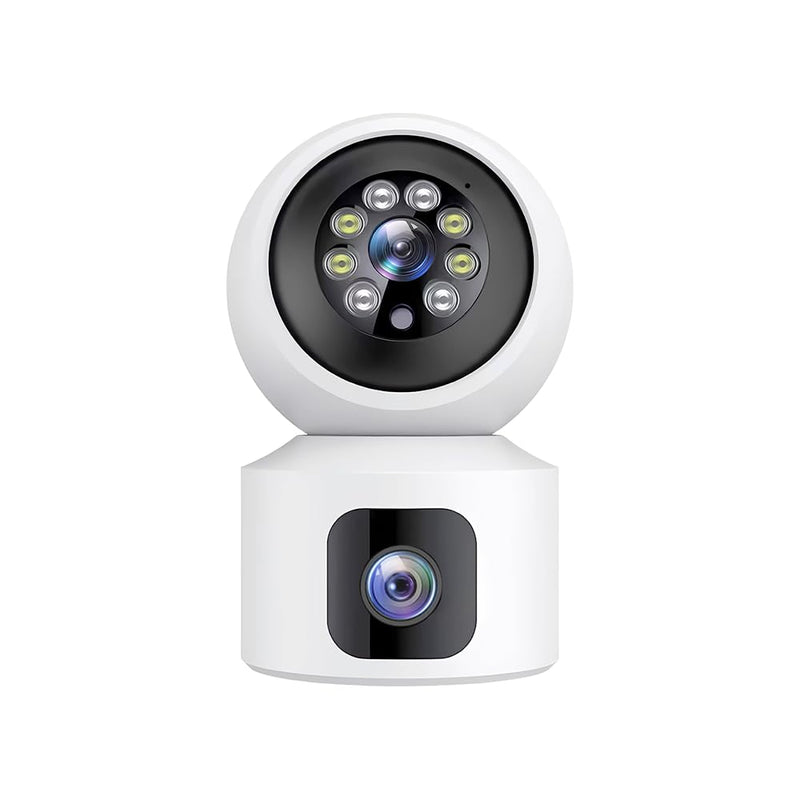 Rubo Safe Live Dual-Lens 4M WiFi Security Camera Indoor, 355° Views Pan/Tilt Home CCTV Camera with 2 Way Audio, One-Touch Calling, Smart Person Detection, 2.4G/5G Dual-Band WiFi,