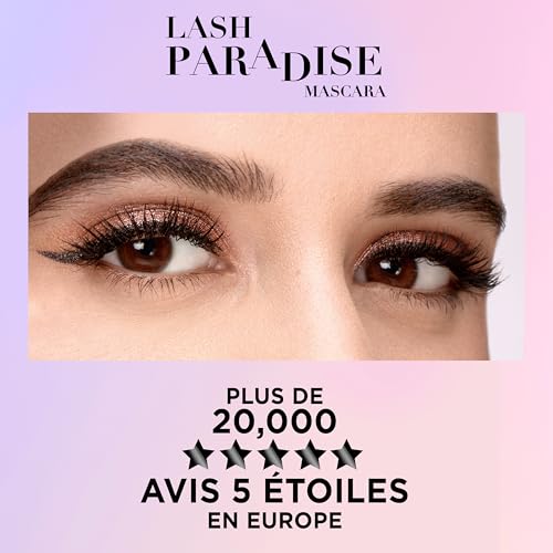 L’Oréal Paris Intense Volume Mascara, Eyelash Lengthening for Sensitive Eyes, Gentle and Flake Free, With Castor Oil, Lash Paradise, Black