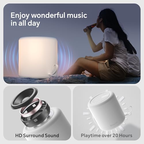 Baytion Portable Bluetooth Speaker, Wireless Stable Bluetooth 5.3 Speakers with HD Sound,TWS Pairing and Hands-free Calling, Waterproof Room Speaker for TV/Car/PC/Outdoor (White,Volume Control)