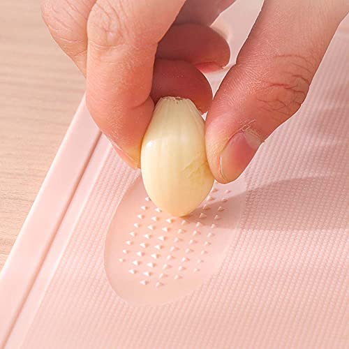 Vomaliy Chopping Board Set, 3 Colors Plastic Chopping Board with Juice Groove & Garlic Grinding Groove for Meat, Vegetables, Cheese, Bread, Fruits, ect, Measuring 34 x 25 x 0.5 cm