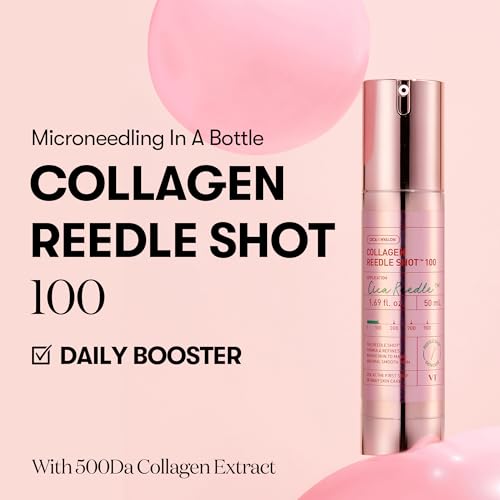 VT COSMETICS Collagen Reedle Shot 100 | Collagen Microneedling Serum, Firming & Elasticity, 500Da Collagen Extract, Soft Skin, Glass Skin, Korean Skin Booster 1.69Fl Oz(50ml)