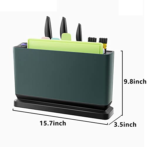 Smart Cutting Board, Smart Knife Cutting Board, Drying Holder Organizer for Kitchen, 3 Color Coded Chopping Boards, 3 Knives, 8 Pairs of Chopsticks, Smart Home Gadgets