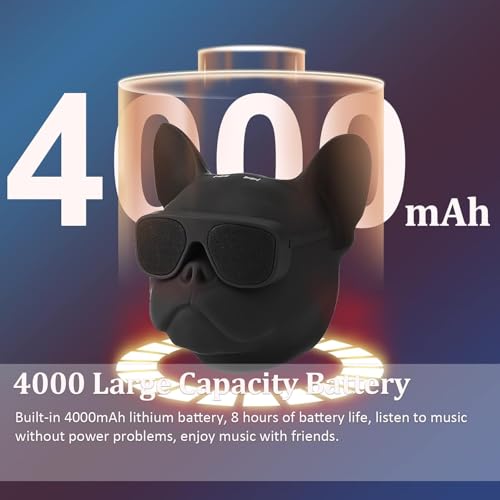 XUMIUZIY Portable Bluetooth Speaker, Bluetooth Bulldog Speaker, 10W Stereo Sound Music Player, Radio Function, French Bulldog Speaker for Phone, Computer, Tablet