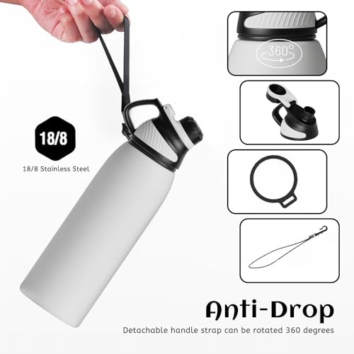 FJbottle Insulated Water Bottles with Magnetic Lid 32oz, Vacuum BPA-Free Leak Proof Kids Thermo flask Stainless Steel Metal Bottle for Sports, Travel, School, Cycling