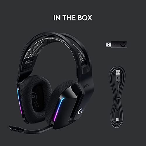 Logitech G Logitech G733 LIGHTSPEED Wireless Gaming Headset with suspension headband, LIGHTSYNC RGB, Blue VO!CE mic technology and PRO-G audio drivers - Black