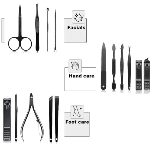 Generic Nail Clipper Set 15 In 1, Nail Swing Out Cleaner File Popular Gifts For Men & Women- Best Nail Care For Manicure Pedicure Home & Travel Manicure Set Red, Black, 11 X 7 X 2 Cm