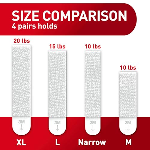 Command Picture Large Hanging Strips White color, 4 pairs/pack | Holds 7.2 kg whole pack | Organize | Decoration | No Tools | Holds Strongly | Damage-Free Hanging