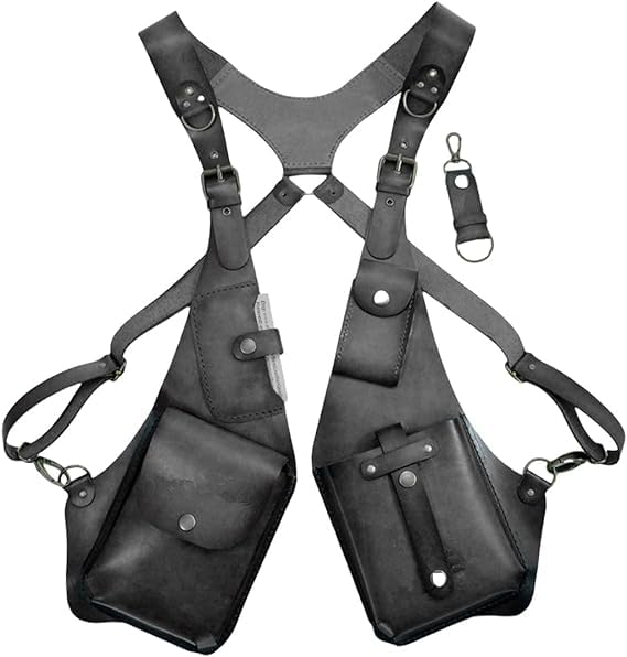 KARFRI Anti Theft Harness for Men,Men's Retro Backpack with Underarm Crossbody Bag,Anti-Theft Harness Wallet,Adjustable Leather Strap Wallet (B)