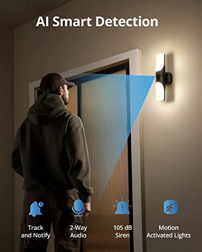 eufy Security Anker Wall Light Cam with 2K Wired Smart Security Camera with 1200 Lumens Light T84A1