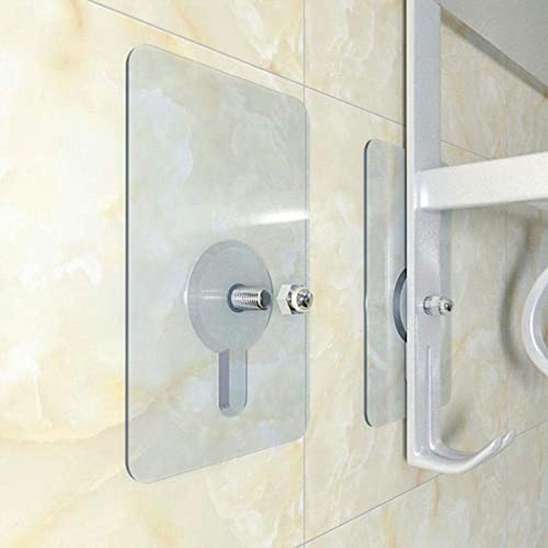 Rethan Adhesive Wall Hooks, 8pcs Heavy Duty Wall Hooks Self Adhesive Hook Strong Nail Transparent Screw Holder Self-Sticking Wall Hooks for Bathroom Kitchen Wall Hanging Ceiling, Screw Net Length 8mm