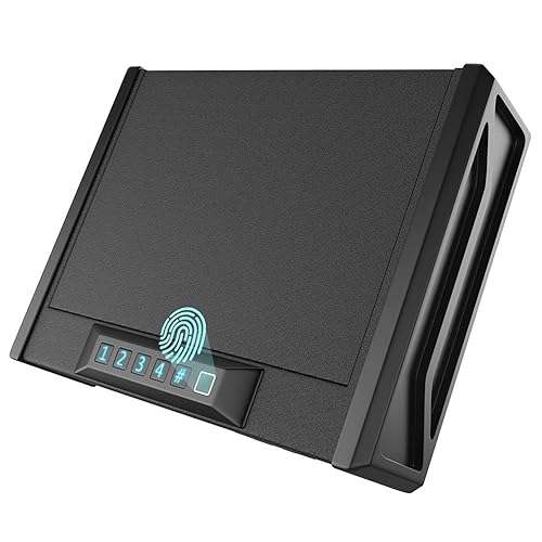 VIOLK Portable Pistol Biometric Safe, Gun Safe for Pistols, Quick-Access Pistol Safe Firearm Safety Device with Fingerprint Lock or Key Pad, Smart Handgun Safe for Weapons, Cash, and Jewelry