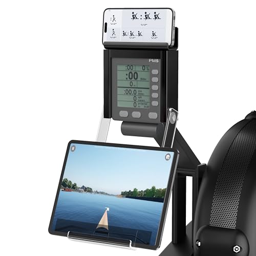 Phone & Tablet Holder Compatible with Concept 2 Rowing Machine & Skierg with PM5 Monitor, Rower Accessories, 2-in-1 Phone & Tablet Mount Stand for Model D&E and Rowerg, Patent Pending