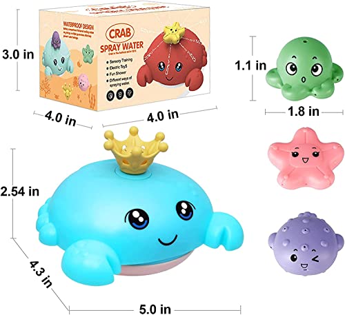 SYOSI Bath Toys for Toddlers, Spray Water Baby Bath Toy, Light Up Sprinkler Bathtub Toys, Swimming Pool Bathroom Shower Water Toy for Infant Kids Boys Girls Age 3 4 5 6 Years Old Crab Red