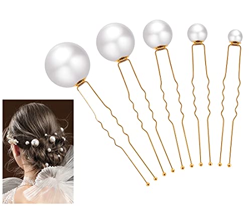 Yplun 18 Pcs Wedding Pearl Hair Pins - Bridal Pearl Rhinestone Hair Pins - Hair Accessories for Bride Bridesmaid Women Girls (Gold)