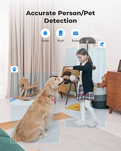 Reolink 360 Home Security Camera CCTV, 5MP Indoor Cam Pan/Tilt & 3x Optical Zoom, 2.4 / 5GHz WiFi Baby/Pet Monitor, Two - Way Audio, Multiple Storage Options, Easy Setup with App, E1 Zoom-White