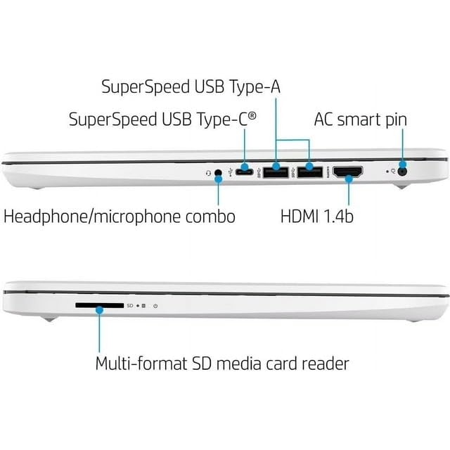 HP 14s Laptop with 14" Diagonal HD Touch Screen Display - Intel Pentium Silver N5030 Processor - Intel UHD Graphics- Backlit keyboard - 8GB DDR 4 Ram - 512GB NVMe SSD Win 11 - Snow White