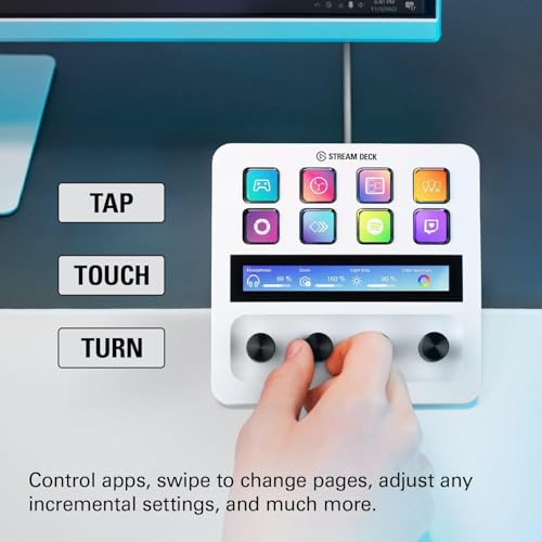 Elgato Stream Deck + White, Audio Mixer, Production Console and Studio Controller for Content Creators, Streaming, Gaming, with customizable touch strip dials and LCD keys, works with Mac and PC