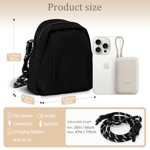 Crossbody Bag Sling Purse for Women Men Girls, Multi Position Cute Handbag Mini Clutch Purse with Zipper Closure For Travel Leisure and Beach Trips