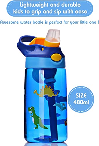 TEME Kids Water Bottle| 14oz Water Bottle Toddler Cup| Leakproof, Drinking Bottle for School,Travel & Picnic (Blue)