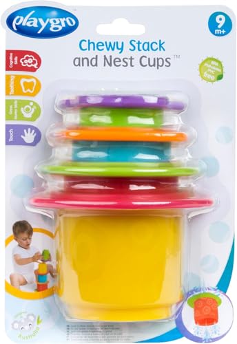 Playgro Chewy Stack and Nest Cups  Engaging Baby Bath Toy for Development and Sensory Play, 0+ Months