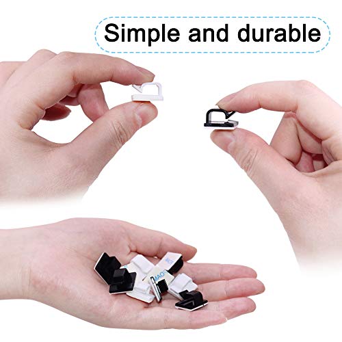 FineGood 60 Pieces of Plastic Cord Adhesive Storage and Management Cable Clips-Black, White