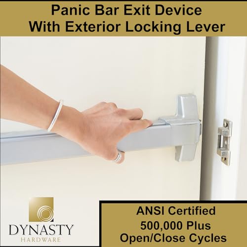 Dynasty Hardware Push Bar Panic Exit Device Aluminium, With Exterior Lever