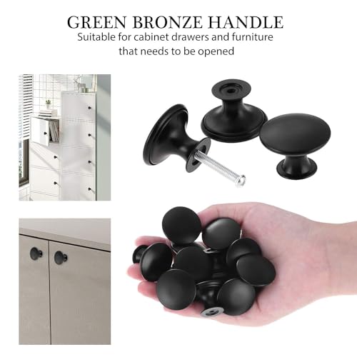 X spring Cabinet Drawer Knobs, 12 Pack Kitchen Cabinet Knobs for Wardrobe, Cupboard, Cabinet Knob with 12 Pieces Screws, Hardware Round Drawer Knobs for Bathroom Furniture Door Window (Black)