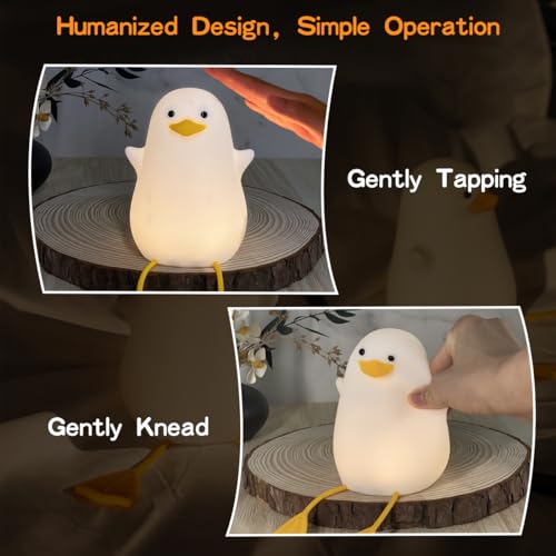 LEDHOLYT Kids Night Light - Cute Silicone Duck Nursery Lamp for Baby, Toddler, Boys, Girls - Squishy Animal Lamp for Bedroom, Kids Room - Gift (Seagull)