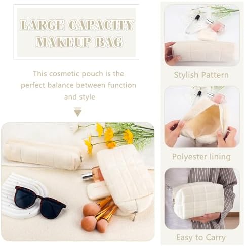 ZLFSRQ 3Pcs Checkered Makeup Bag for Women Large Cosmetic Bag Set Travel Toiletry Bag Makeup Pouch Bag for Purse Pink Zipper Storage Bag Organizer Cute Small Aesthetic Girls Car Essentials Bag