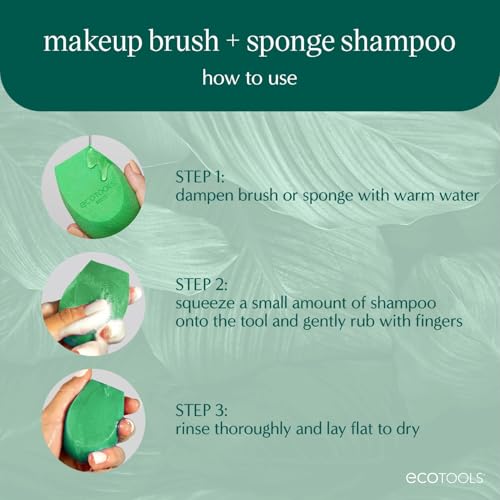 EcoTools Makeup Brush and Sponge Shampoo, Removes Makeup, Dirt, & Impurities From Brushes & Makeup Blender Sponges, Fragrance-Free Brush Cleanser, Vegan, & Cruelty-Free, 6 fl.oz./ 177 ml, 1 Count