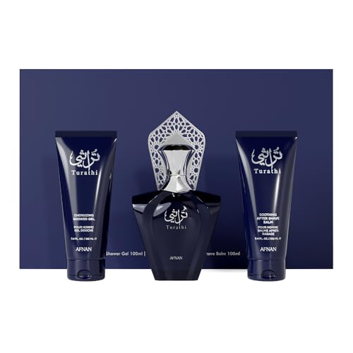 Afnan Gift Set Turati Homme Blue Eau De Perfume 100 ML+Shower Gel 100 ML+After Shave 100 ML|Gift Set For Men