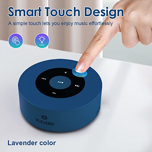 XLEADER Travel Case Packed, Upgraded, Bluetooth Speaker, LED Touch Design, Custom Bass Radiator, Mini Speaker, Mic/TF Card/Aux, HD Sound, 15H Playtime, for Shower Room Hiking Camping Gift, Sea Blue