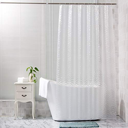 Wisfor 3D Effect Clear Shower Curtain Waterproof Water Cube EVA Bathroom Curtain Liner with 12 Ring Hooks Mildew-free Bath Curtains for Home Hotel (180 x 180 cm)