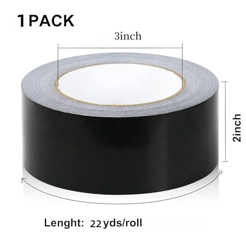 HULPPRE Black Heavy Duty Duct Tape, 2 in x 22 Yards, Strong Adhesive and Water-resistant, Tear by Hand,No residue,Bulk Value for Repairs,Industrial Tape for Indoor and Outdoor (Black duct tape)