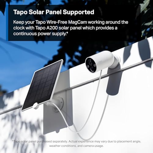 Tapo TP-Link Wire-Free MagCam, Indoor/Outdoor 2K Battery Powered Smart Security Camera, Magnetic Mount, Starlight Color Night Vision, Person/Pet/Vehicle Detection, SD/Cloud Storage, 2.4GHz Wi-Fi