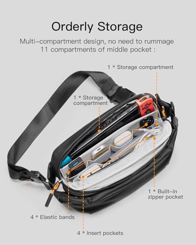 Inateck Compact Bum Bag 4L, Stylish Sling Bag Men Women Waterproof Chest Bags Shoulder Bag Shoulder Bag Crossbody Bag for Travel School Hiking