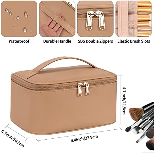 OCHEAL Makeup Bag, Portable Cosmetic Bag, Large Capacity Travel Makeup Case Organizer, Black Makeup Bags For Women Toiletry Bag for Girls Traveling With Handle and Divider