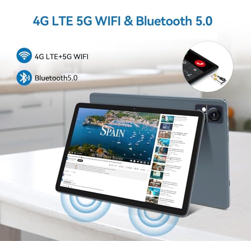 Crelander 10.1 Inch Android 13 Tablet with SIM Card Slot 4G LTE Calling,12GB, 8000mAh Battery, Dual Camera, Bluetooth/WiFi, Bundle with Case, Keyboard, Mouse & Stylus (Grey Black)