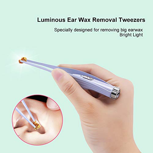 ametoys LED Light Ear Pick USB Ear Wax Removal Nose Clean Clip Baby Adults Ear Nose Clean Tweezers Remover Set
