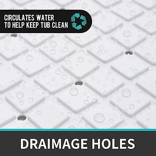 Arabest Anti Slip Bath Mat, Non-Slip and Extra Large, Bathtub Mat with Suction Cups, Machine Washable Bathroom Mats with Drain Holes（38x72cm）