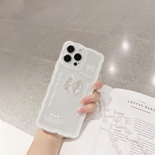 Rokmym Compatible with iPhone 16 Pro Case Cover with Glitter Pearl Bracelet Chain Strap, Phone Jewellery Case Cute Bear Design Glitter Pearl Woman Case for iPhone 16 Pro, 05
