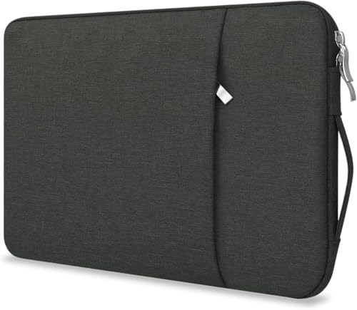 FALAHOM 15.6 Inch Laptop Sleeve Case with Handle for 15-15.6 Inch HP Lenovo MacBook Dell Computer Notebook Travelling Carrying Canvas Bag Protective Accessories with Zippered (Black)