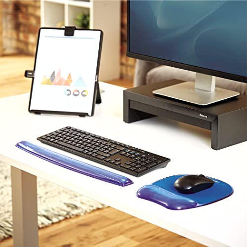 Fellowes Mouse Mat Wrist Support - Crystals Gel Mouse Pad with Non Slip Rubber Base - Ergonomic Mouse Mat for Computer, Laptop, Home Office Use - Compatible with Laser and Optical Mice - Blue