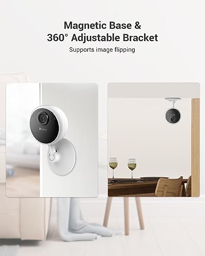 EZVIZ CB1 Indoor Security Camera, 1080p Home Battery Camera with IR Night Vision, Two Way Talk, Adjustable Magnetic Stand, Sleep Mode, Human Motion Detection, Works with Alexa, Supports MicroSD Card