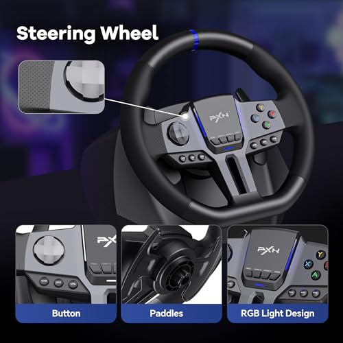 PXN V9 Gen2 Racing Wheel - Steering Wheel Driving Wheel 270Â°/ 900Â° Degree Vibration Gaming Steering Wheel with Shifter and Pedal for PS4,PC,PS3,Xbox Series X|S, Xbox One