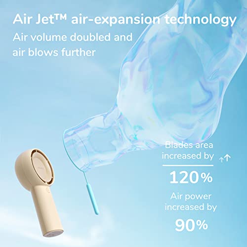 JISULIFE Handheld Turbo Fan [16H Max Cooling Time] Mini Portable, 4000mAh USB Rechargeable Personal, Battery Operated Small Pocket Fan with 5 Speeds for Travel/Outdoor/Home/Office - Brown